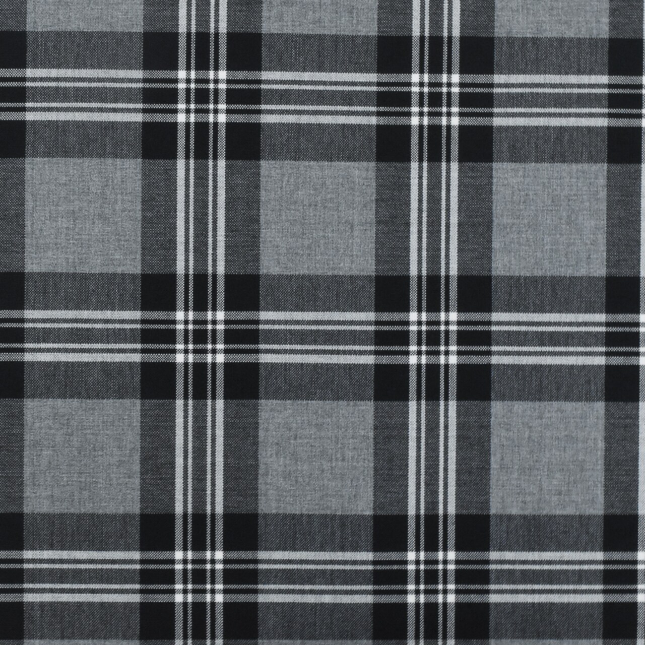 Ash Gray-Black-White Plaid Wool-Poly Woven Suiting Fabric By the Yard